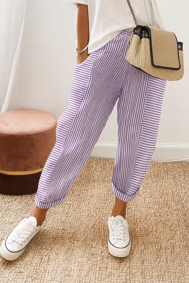 Marlyn | Women's Breathable Striped Drawstring Pants