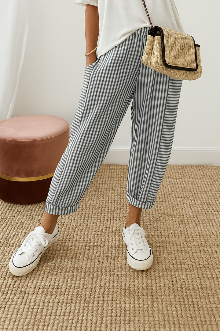 Marlyn | Women's Breathable Striped Drawstring Pants