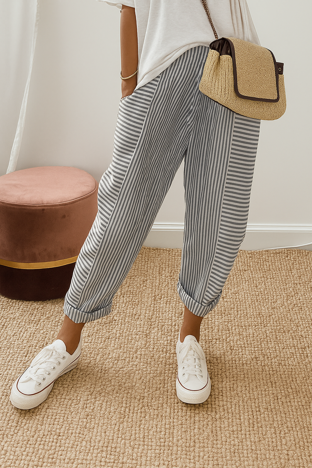 Marlyn | Women's Breathable Striped Drawstring Pants