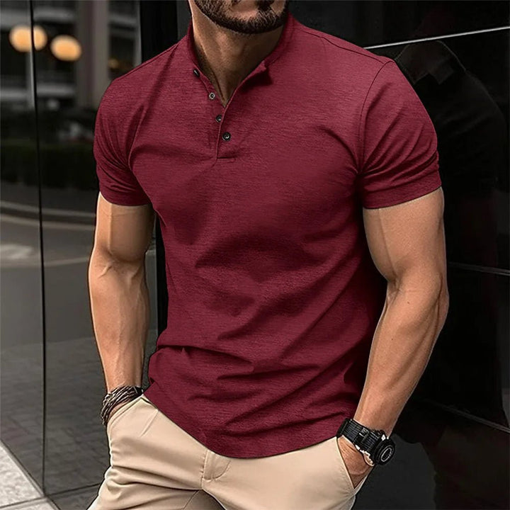 Martin | Men's Short Sleeve Mandarin Collar Henley Shirt