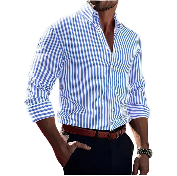 Mateo | Men's Striped Structured Button Down Cotton Shirt