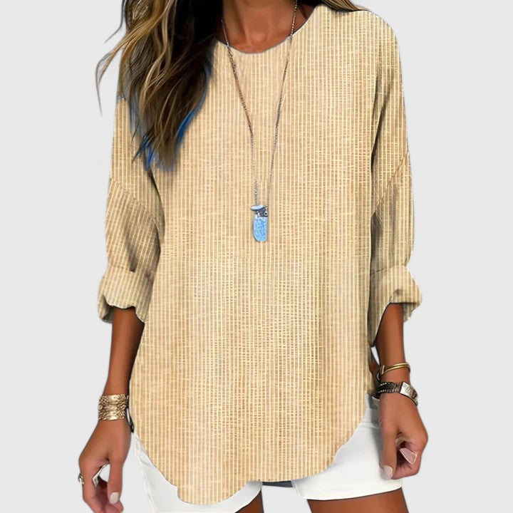 Matilda | Women's Striped Crew Neck Comfortable Layering Blouse