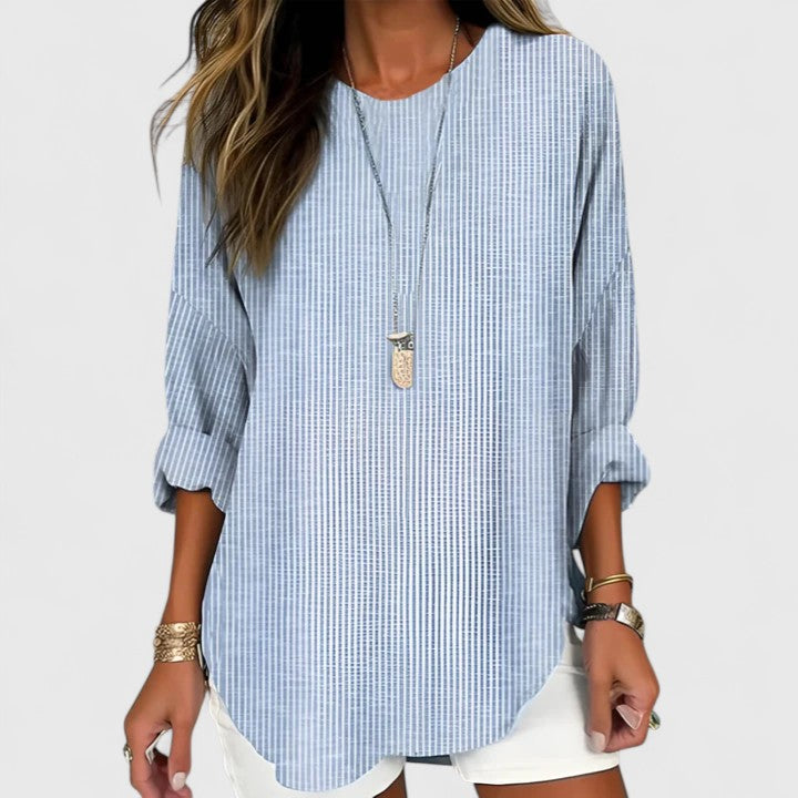 Matilda | Women's Striped Crew Neck Comfortable Layering Blouse