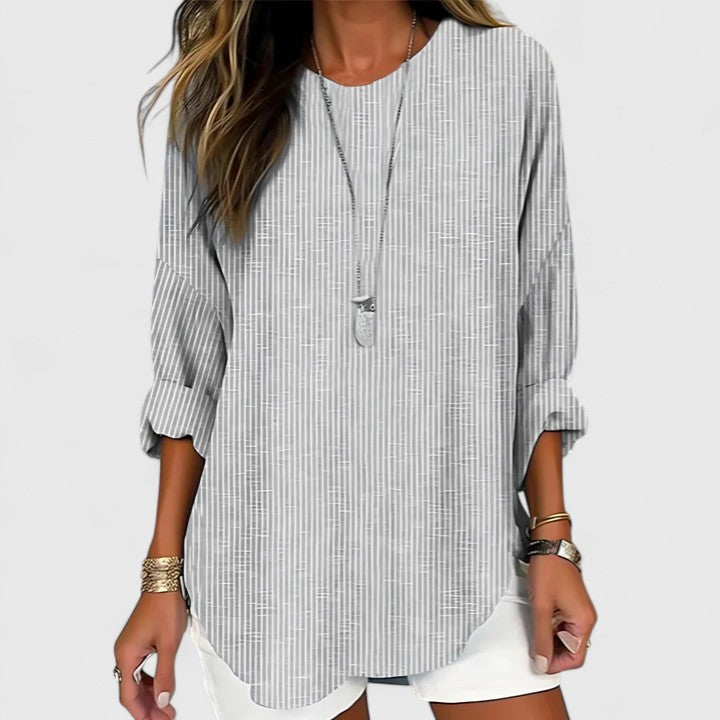 Matilda | Women's Striped Crew Neck Comfortable Layering Blouse