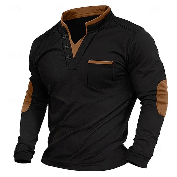 Maurand | Men's Elbow Patch Button Neck Sweatshirt