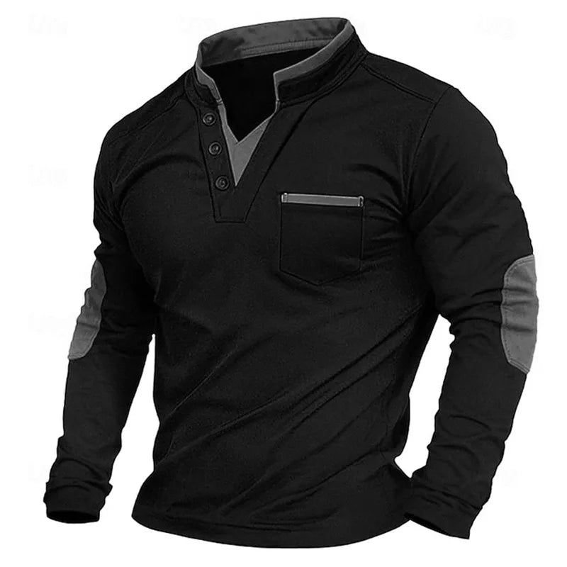 Maurand | Men's Elbow Patch Button Neck Sweatshirt