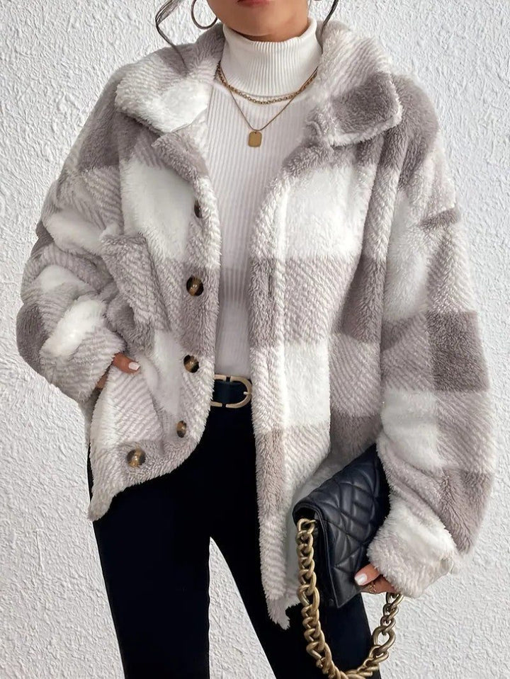 Xaviere | Women's Oversized High-Pile Check Shacket