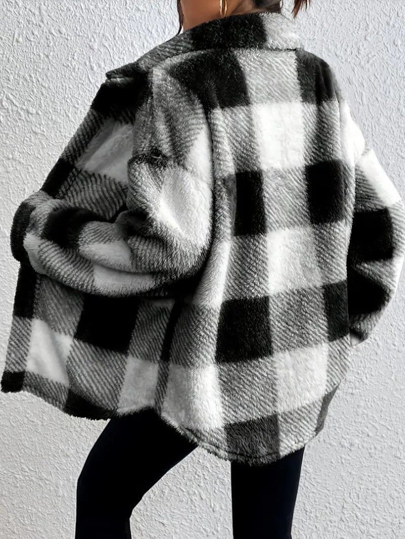 Xaviere | Women's Oversized High-Pile Check Shacket