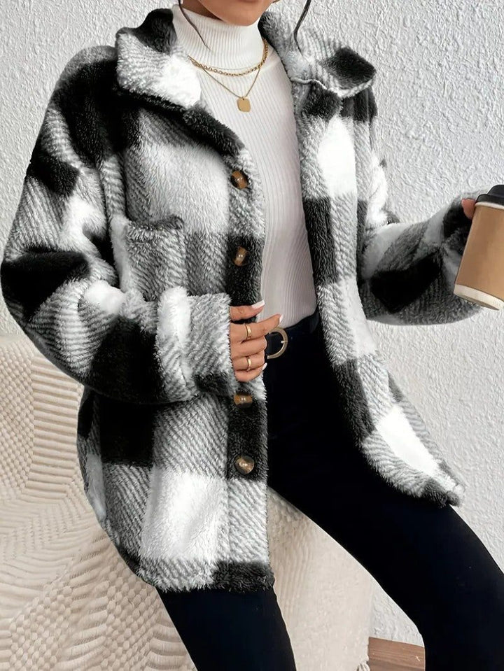 Xaviere | Women's Oversized High-Pile Check Shacket
