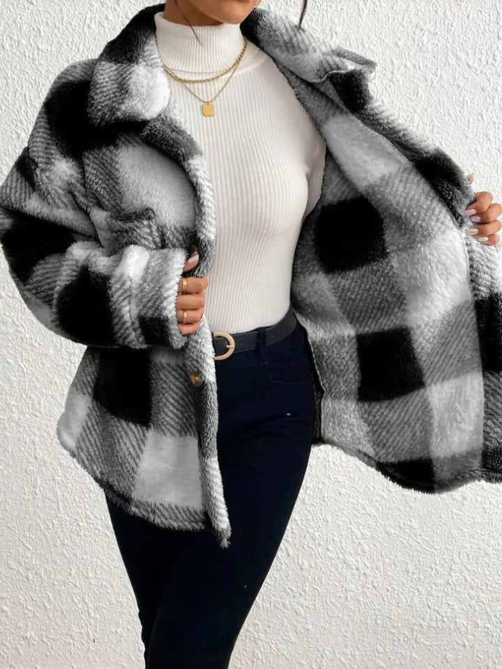 Xaviere | Women's Oversized High-Pile Check Shacket