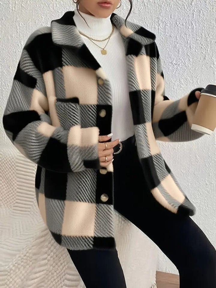 Xaviere | Women's Oversized High-Pile Check Shacket
