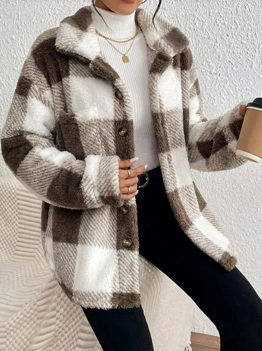 Xaviere | Women's Oversized High-Pile Check Shacket