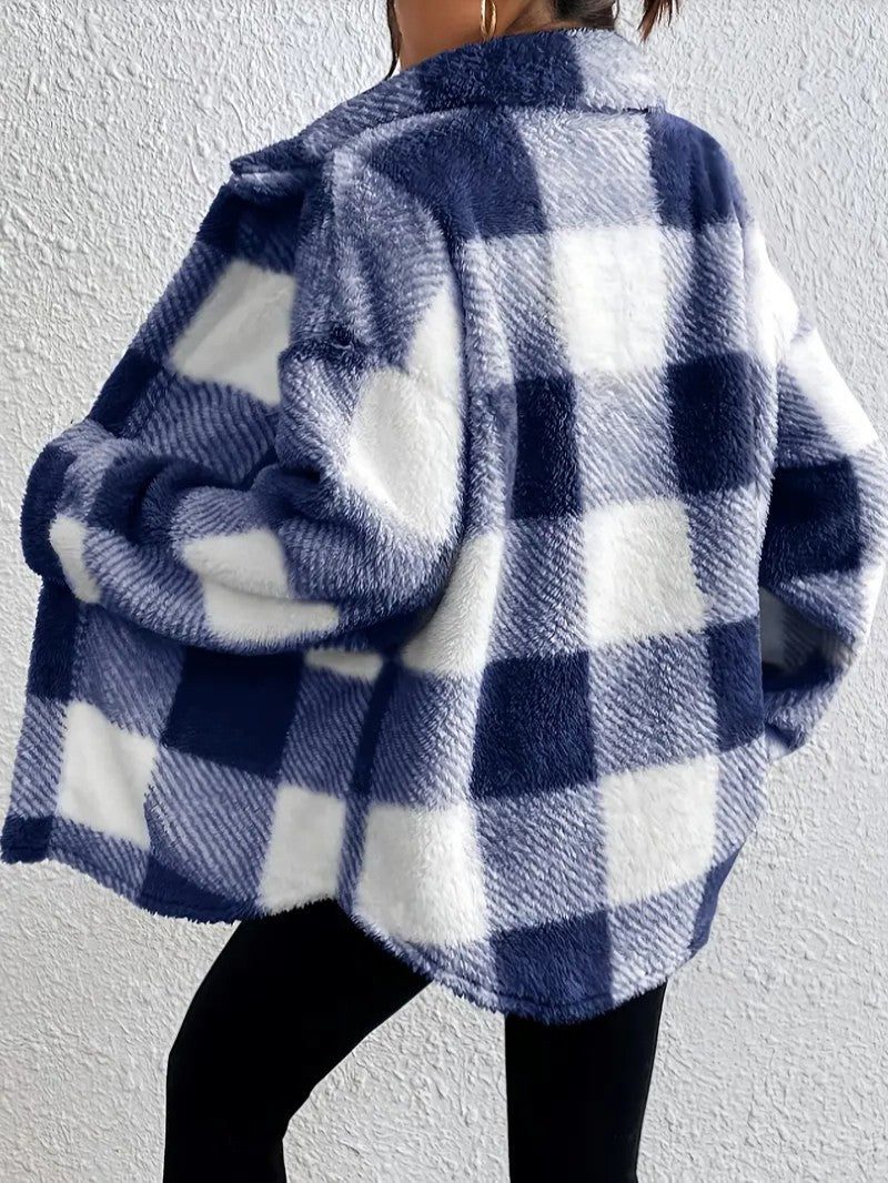 Xaviere | Women's Oversized High-Pile Check Shacket