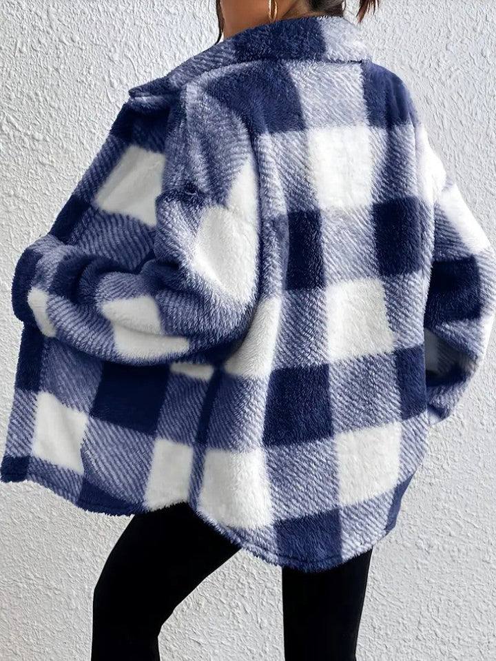 Xaviere | Women's Oversized High-Pile Check Shacket