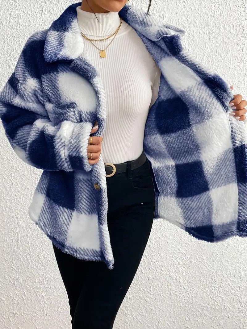 Xaviere | Women's Oversized High-Pile Check Shacket