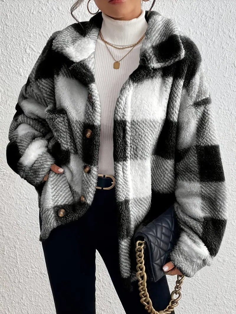 Xaviere | Women's Oversized High-Pile Check Shacket