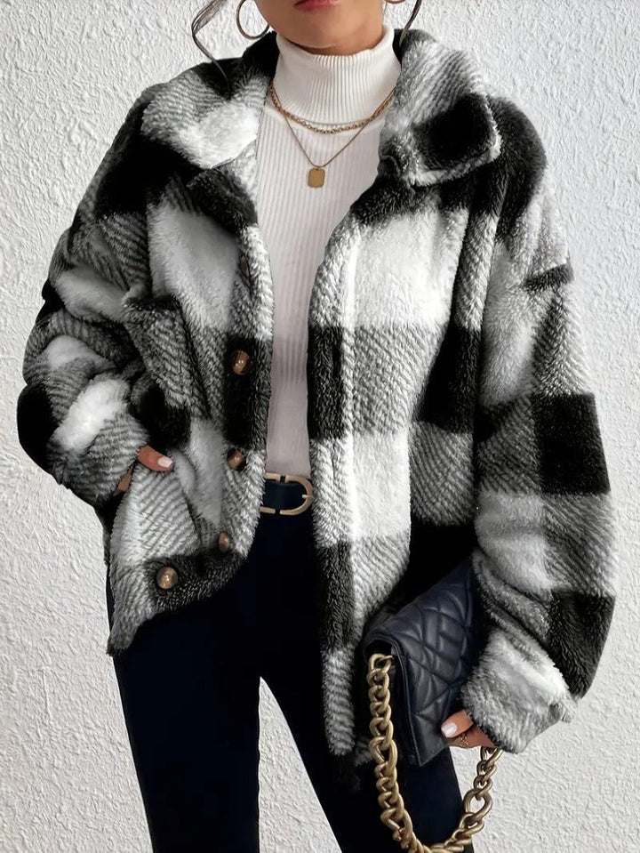 Xaviere | Women's Oversized High-Pile Check Shacket