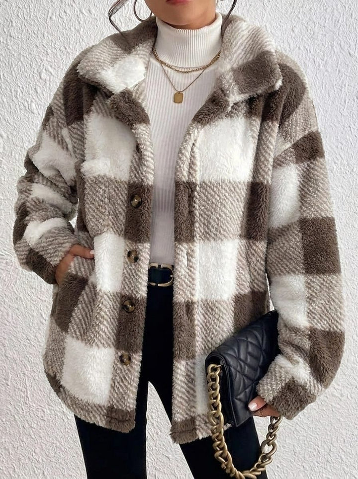 Xaviere | Women's Oversized High-Pile Check Shacket