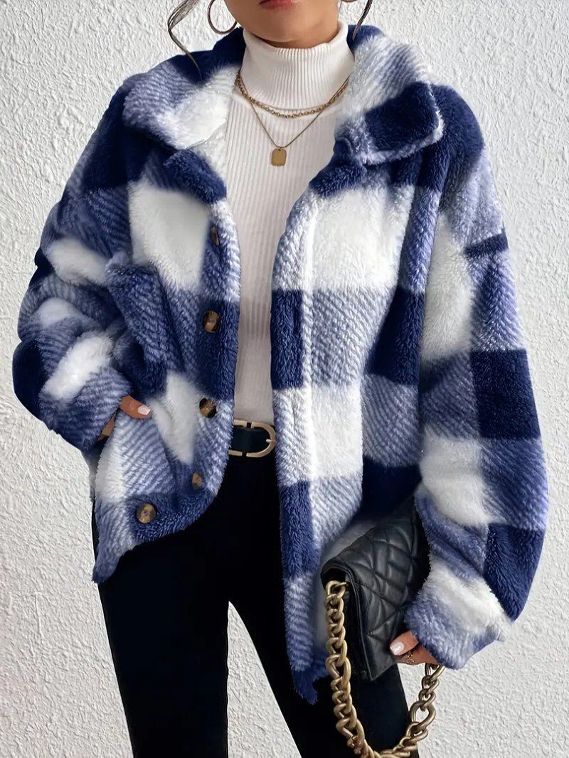 Xaviere | Women's Oversized High-Pile Check Shacket