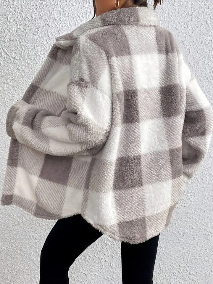 Xaviere | Women's Oversized High-Pile Check Shacket