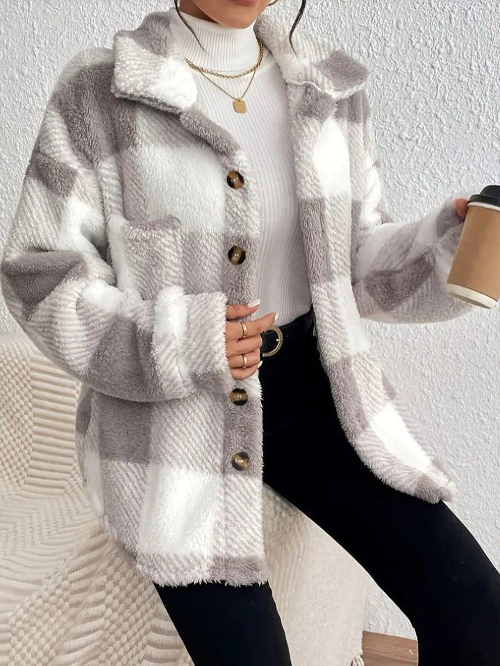 Xaviere | Women's Oversized High-Pile Check Shacket