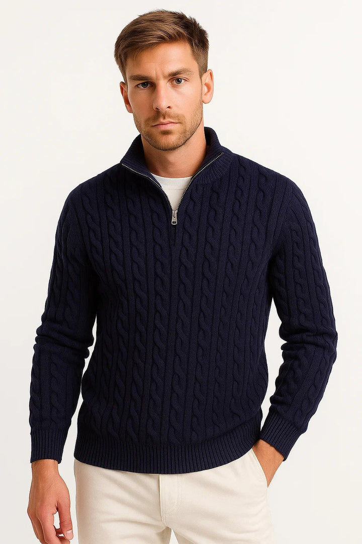 Maxime | Men's Cable Quarter Zip Sweater