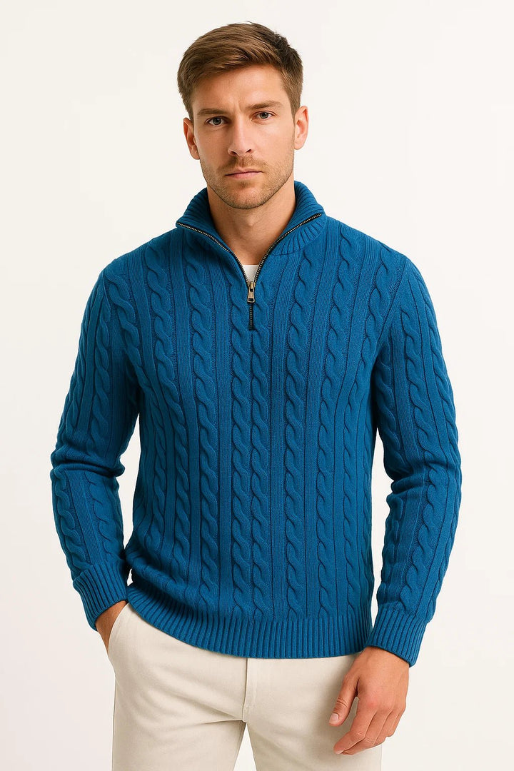 Maxime | Men's Cable Quarter Zip Sweater
