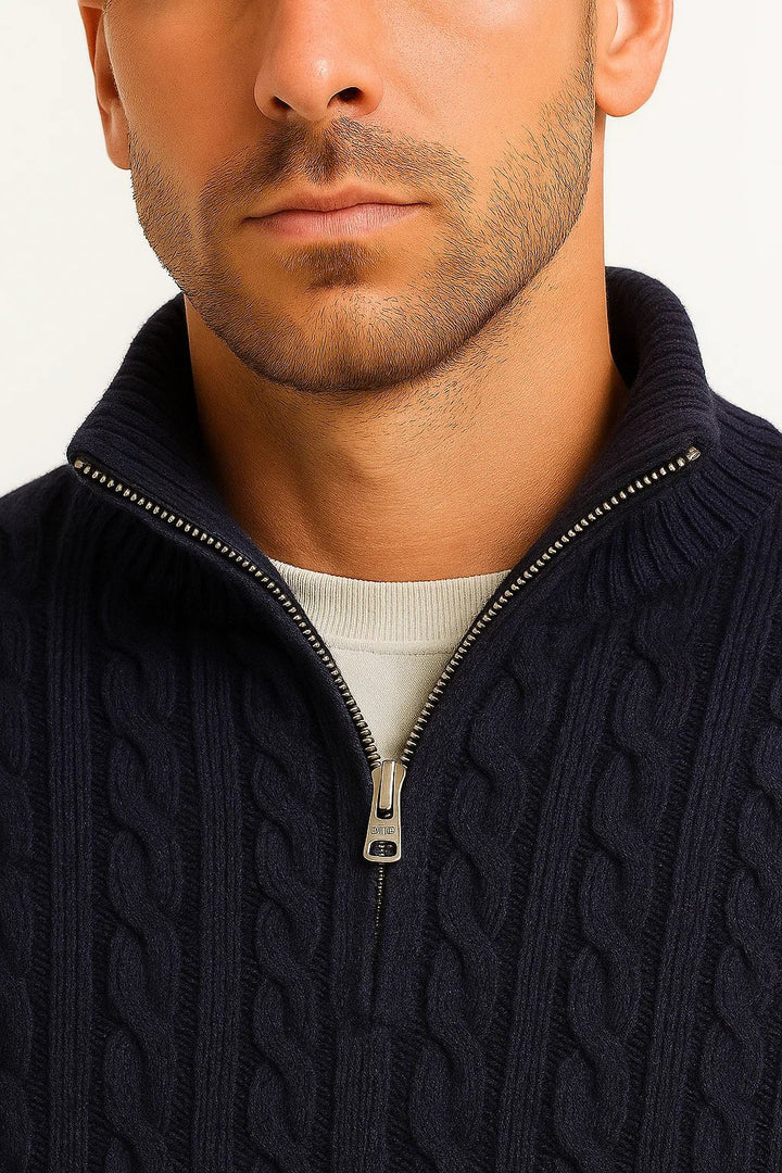 Maxime | Men's Cable Quarter Zip Sweater
