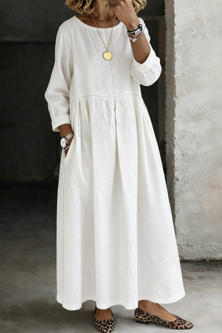 Melissa | Women's Round Neck Long Sleeve Denim Dress