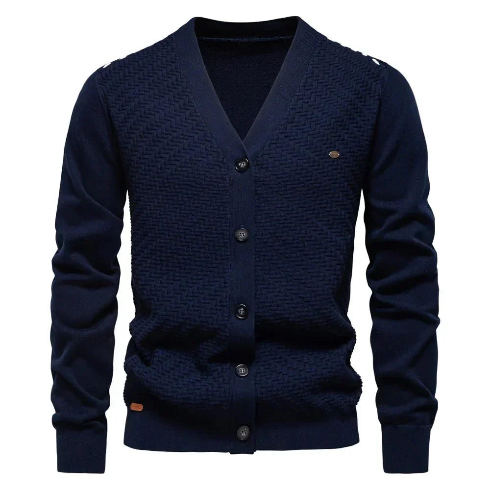Melun | Men's Plain V-Neck Button Cardigan
