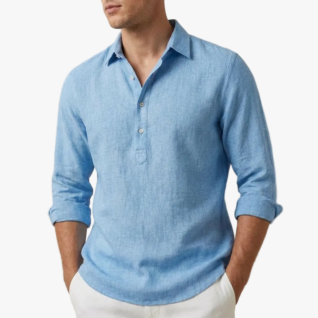 henley collar dress shirt Officeau Men's Black Henley Long Sleeve Shirt, Plaid Button Down Collar Casual Dress Shirt, Breathable Roll-Up Sleeve Old Money Spring Summer Top