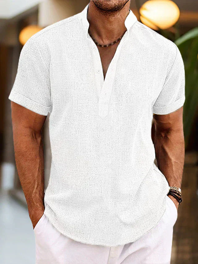 mens-casual-woven-polo-shirt-with-band-collar-and-v-neck-3