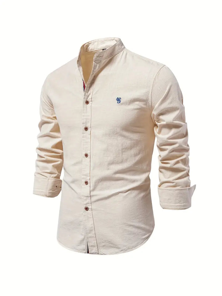 mens-casual-woven-shirt-with-band-collar-and-button-cuffs-5