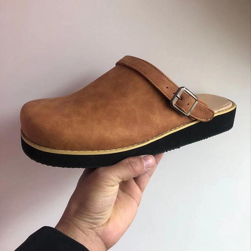 mens-faux-upper-clog-mules-with-buckle-strap-and-stitched-sole-5