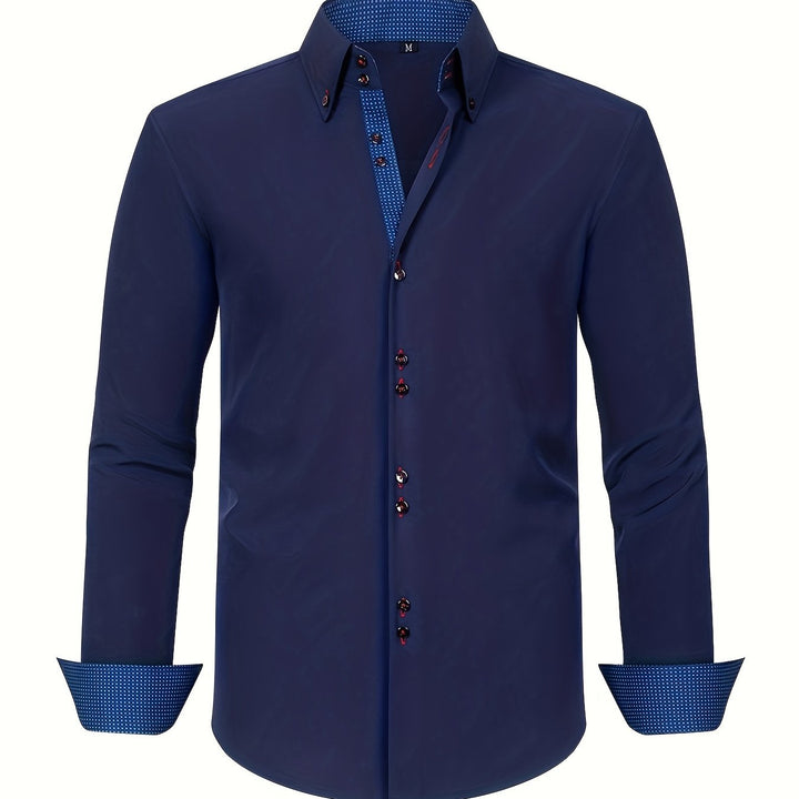 mens-woven-button-up-shirt-with-pattern-lined-collar-and-cuffs-14