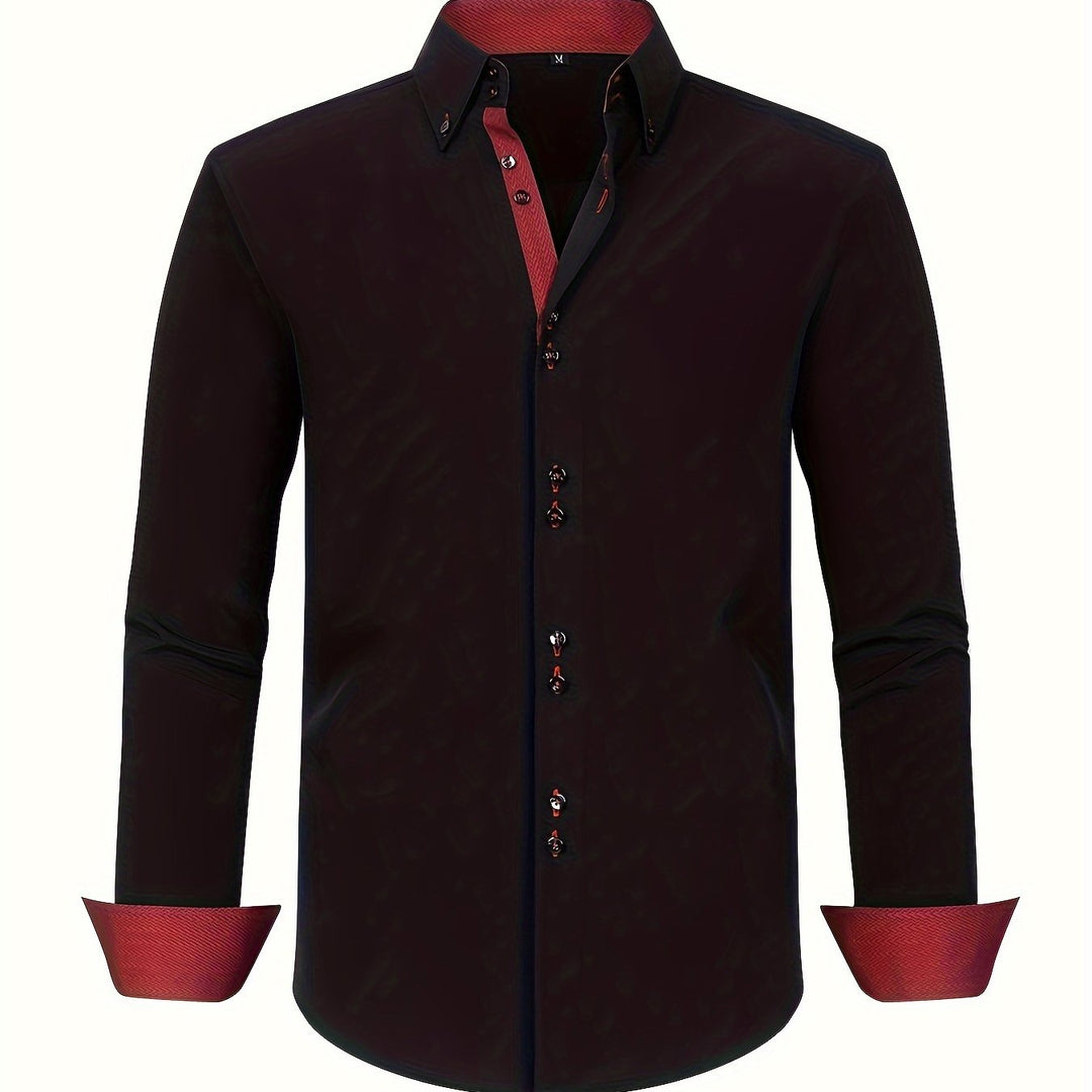 mens-woven-button-up-shirt-with-pattern-lined-collar-and-cuffs-17