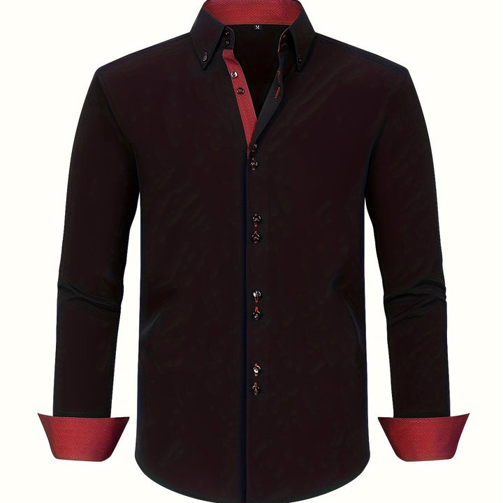 mens-woven-button-up-shirt-with-pattern-lined-collar-and-cuffs-17