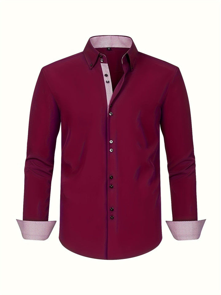mens-woven-button-up-shirt-with-pattern-lined-collar-and-cuffs-3