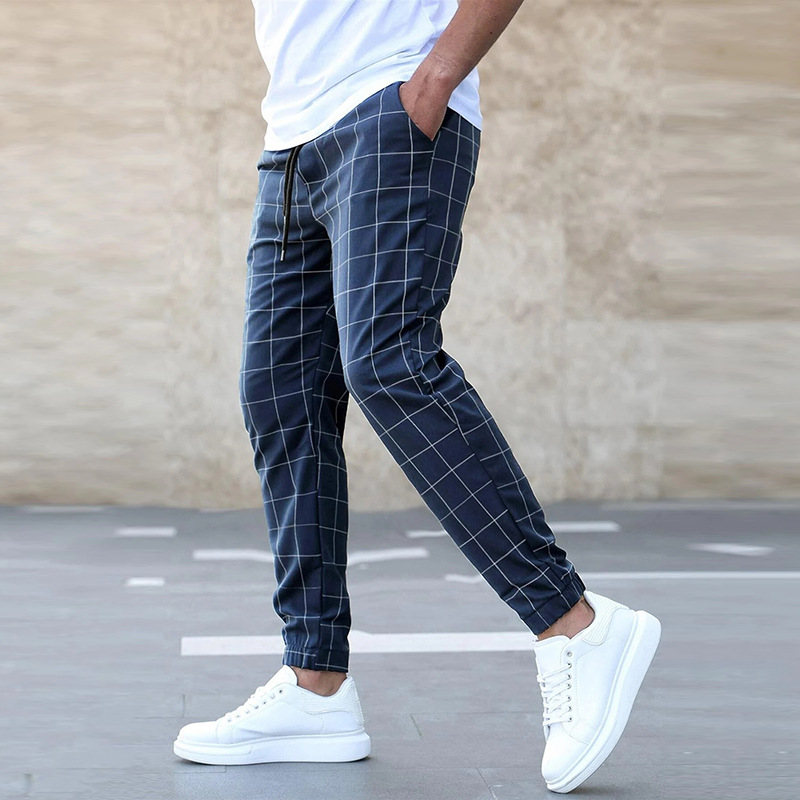 mens-woven-jogger-pants-with-drawstring-waist-and-grid-print-3