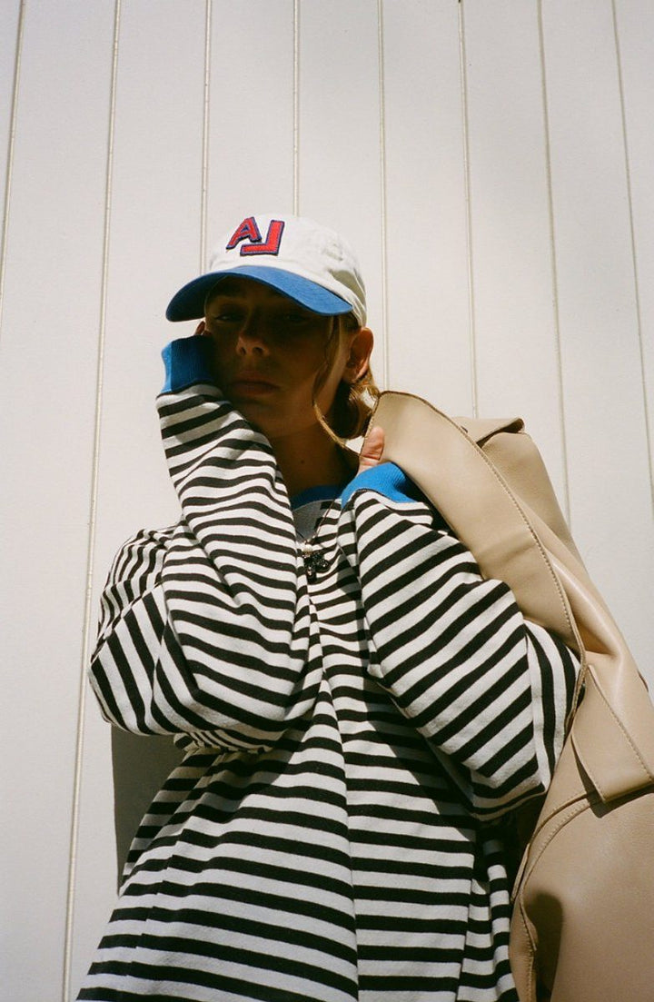 Solenne | Women's Oversized Striped Pullover with Contrast Bands