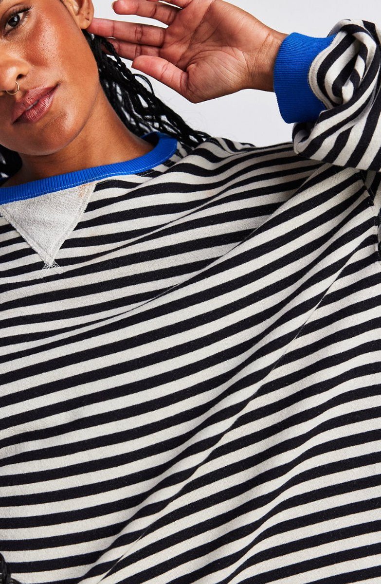 Solenne | Women's Oversized Striped Pullover with Contrast Bands