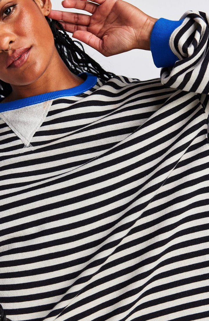 Solenne | Women's Oversized Striped Pullover with Contrast Bands