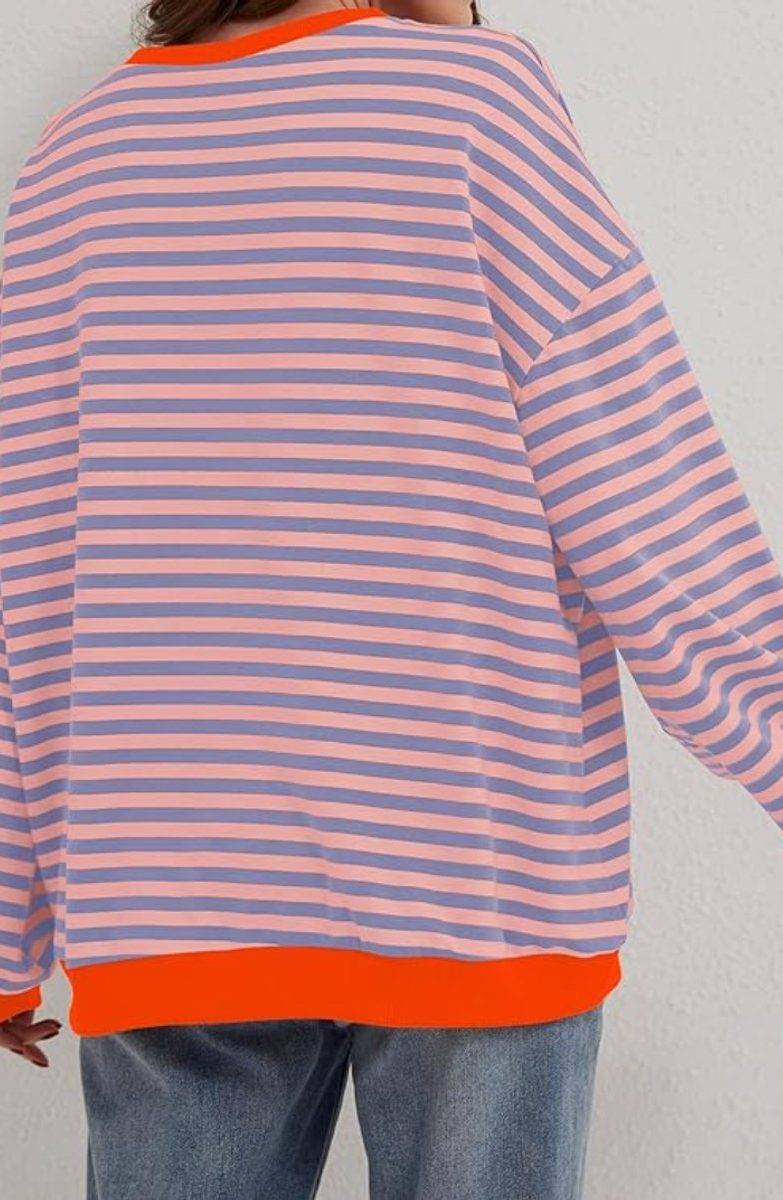 Solenne | Women's Oversized Striped Pullover with Contrast Bands
