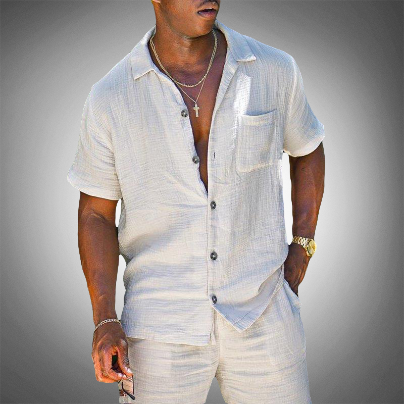 Milo | Men's Linen Blend Short Sleeve Loungewear Set