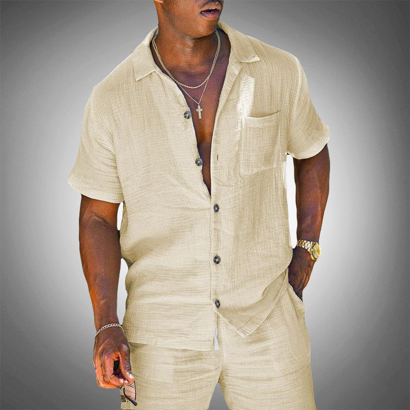 Milo | Men's Linen Blend Short Sleeve Loungewear Set