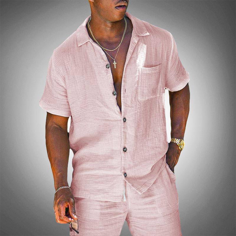 Milo | Men's Linen Blend Short Sleeve Loungewear Set