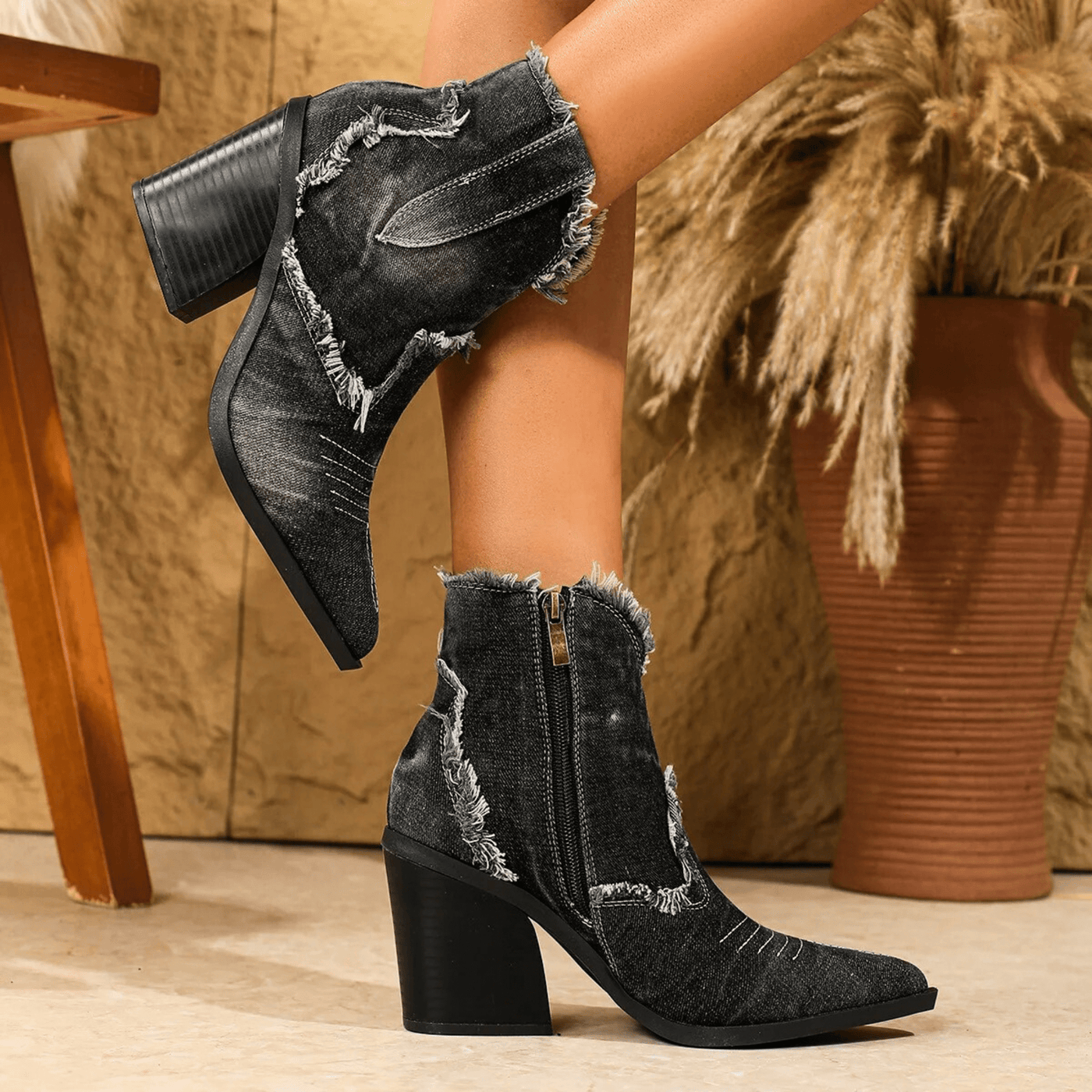 Clara | Denim Ankle Boots