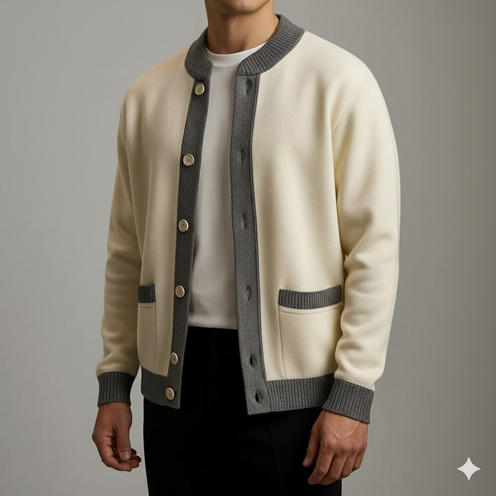 Mordecai | Men's Two-Tone Knitted Bomber Cardigan