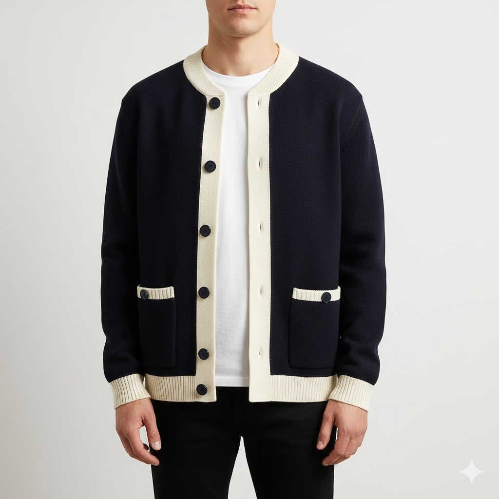 Mordecai | Men's Two-Tone Knitted Bomber Cardigan