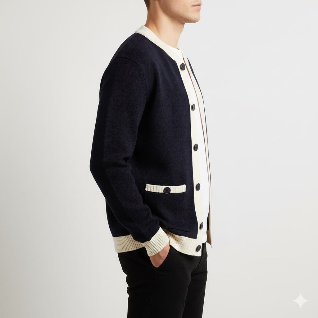 Mordecai | Men's Two-Tone Knitted Bomber Cardigan